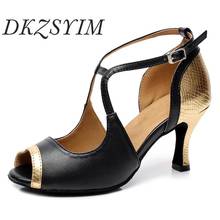 DKZSYIM Women's ballroom dance Latin PU dance shoes salsa sandals  female social gathering tango  high heels 6-10 Color stitchin 2024 - buy cheap