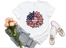 Американский подсолнечника флаг Патриотический американский флаг рубашка в уличном стиле, футболки с короткими рукавами, хлопковый топ, футболка размера плюс перевозка груза падения 2024 - купить недорого