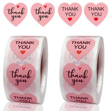 Pegatinas redondas de agradecimiento, etiquetas adhesivas de corazón rosa para embalaje de pequeñas empresas, decoración, 100-1000 Uds. 2024 - compra barato