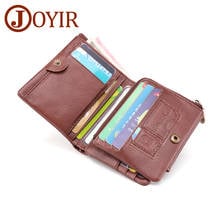 JOYIR Genuine Leather Men Wallet Man Zipper&Hasp Vintage Trifold Wallet RFID Male Wallet With Card Holders Coin Purse Portomonee 2024 - buy cheap