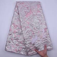 Tecido de renda africana cor rosa 2020 alta qualidade de renda bordada brocado tecido de renda francesa para vestido de festa nigeriano s1845 2024 - compre barato