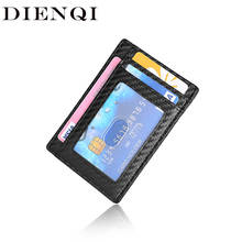 DIENQI Rfid мужской бумажник из углеродного волокна, тонкие бумажники для карт, тонкий мини черный маленький кошелек, мужской кошелек с защитой от кражи 2024 - купить недорого