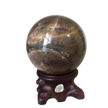 Esfera de piedra lunar negra para decoración del hogar, piedras naturales y minerales, cristales de cuarzo, piedras preciosas, bola curativa fina 2024 - compra barato