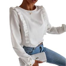 Top informal de manga larga para mujer, camisa Blusa con botones traseros 2024 - compra barato