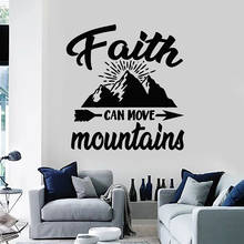 Виниловые наклейки на стену с мотивационными цитатами, надписями Faith Can Move Mountain, наклейки на окна, для спальни, гостиной, домашнего декора, M821 2024 - купить недорого