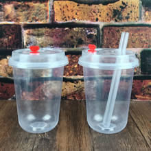 50pcs Net red U shape transparent plastic cups 500ml juice cup bubble tea cups packaging milk tea cup dessert cups with lids 2024 - buy cheap