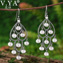 V YA 925 Retro pendientes colgantes de plata fina pendientes de perlas naturales de agua dulce de las mujeres Brincos de joyería de moda 2024 - compra barato