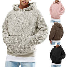 Hot Men Hoodies Solid Long Sleeve Warm Fluffy Hoodie Pullover Fleece Autumn Winter Loose Sweatshirt Hooded Coat Ｗarm Jumper 2024 - buy cheap