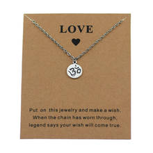 New Round Indian Yoga Pendant Chain Silver Color OHM Hindu Buddhist AUM OM Pendant Necklace Love Card Make a Wish Jewelry 2024 - buy cheap