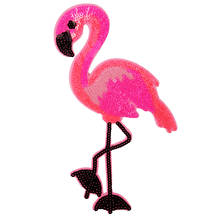 Flamingo bordado de rosas lantejoulas 1 peça, alta qualidade, remendo de ferro em roupas, emblema adesivo de listras, acessórios de aplique, decoração 2024 - compre barato