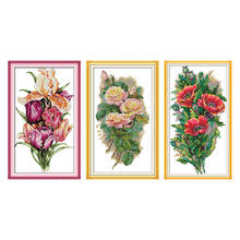 Um ramo de flores chinesas para ponto cruz diy, kit de bordado com bordado 14ct 11ct de contagem impresso em tela, arte floss dmc 2024 - compre barato