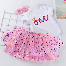 One Year Rainbow Dress Girl Birthday Printing Letter Short Sleeve  Sequins Dot Gauze Skirt Suit ropa baby niña invierno  vestido 2024 - buy cheap