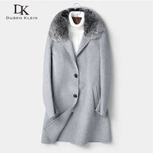 Wool Men Long Blend Coat Fox fur collar Winter Warm Business Casual Slim Jacket z8803L 2024 - buy cheap