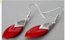 real Stunning Red Coral Bead Silver Earring Brincos Ohrringe 925 Sterling Silver Jewelry Earrings 2024 - buy cheap