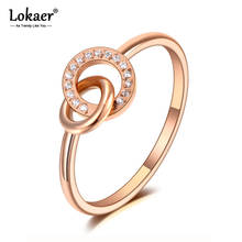 Lokaer Fashion Titanium Stainless Steel Mosaic Rhinestone Circle Rings Luxury Rose Gold CZ Crystal Party Ring For Women R20036 2024 - buy cheap