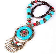 Винтажное деревянное ожерелье с бусинами в этническом стиле, в непальском стиле, ювелирное изделие ручной работы с креативным кулоном, ожерелье для свитера для женщин 2024 - купить недорого