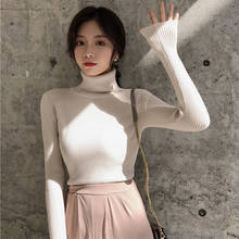 Camisola de gola alta 2020 feminina outono inverno coreano fino grosso quente pulôver casual cor sólida camisola de fundo superior feminino q55 2024 - compre barato