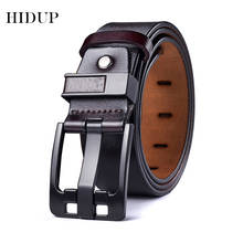 HIDUP 2022 New Quality Design Genuine Leather Belt Wide Pin Buckle Belts for Men 3.8cm Width Clothing Jeans Accessories NWJ789 2024 - compre barato