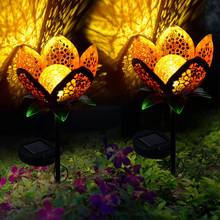 Садовый Солнечный светильник для лужайки, цветочный полый проектор для лужайки, наружный садовый декор, светодиодный светильник, лампа для рождественского декора 2024 - купить недорого