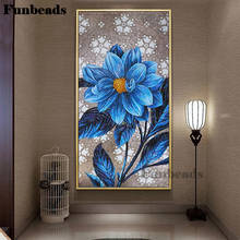 diy Diamond Painting Abstract art, blue peony flower Diamond Embroidery Full square round drilling 5d Diamond Mosaic kits FF4185 2024 - buy cheap