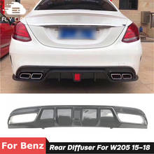 Carbon Fiber Rear Bumper Lip Chin Shovel Diffuser With Led Light For Benz W205 C180 C200 C300 C63 AMG Car Tuning 2015-2018 2024 - buy cheap