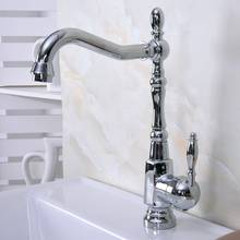 Polished Chrome Brass Single Handle One Hole Bathroom Basin Kitchen Sink Swivel Spout Faucet Mixer Tap mnf923 2024 - buy cheap