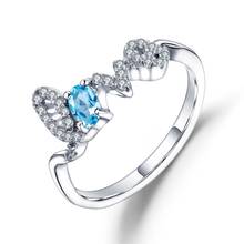 GEM'S BALLET 925 Sterling Silver Sweet Letter Love Ring for Women Natural Swiss Blue Topaz Gemstone Ring Fine Jewelry 2024 - buy cheap