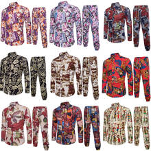 Conjunto de roupas tradicionais africanas, roupas para adultos masculinas com estampa étnica de camisa e calças, conjunto de 2 peças, 2020 2024 - compre barato