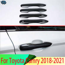 Acabamento de acabamento para toyota camry 2018 2019., acabamento em fibra de carbono com buraco para chave inteligente 2024 - compre barato