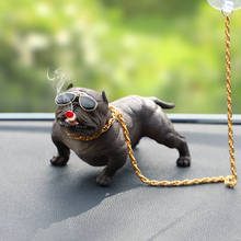 Simulated Bully Pitbull Dog Dolls Car Ornaments Super Cool Car Dashboard Decoration Ornament With Anti-slip Mat Resin Toys Gifts 2024 - buy cheap