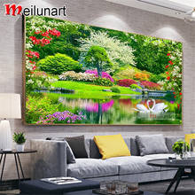 Pintura de diamante 5d diy paisaje primaveral de cisne de lago, bordado de diamantes redondos cuadrados, decoración del hogar, AS1249 2024 - compra barato