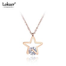 Lokaer Office Stainless Steel Cubic Zirconia Star Pendant Necklaces Jewelry Rose Gold Chokers Necklace For Women Girls N19013 2024 - buy cheap