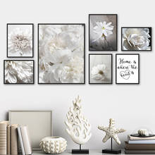 Branco minimalista magnólia flor de cerejeira arte da parede pintura da lona nordic cartazes e impressões fotos parede para sala estar decoração 2024 - compre barato