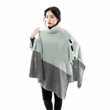 Capa de punto de imitación de Cachemira para mujer, Ponchos de moda, holgados, de yardas grandes, con borlas irregulares, con manga 2024 - compra barato