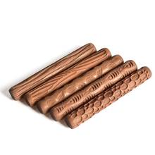 5PCS Pottery Tools Wood Hand Rollers for Clay Clay Stamp Clay Pattern Roller Fast Delivery 2024 - buy cheap