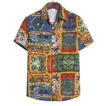 Hawaiian Shirt Mens Summer Ethnic Short Sleeve Shirt Casual Cotton Linen Printing Shirt Tops streetwear Blouse camisa masculina 2024 - buy cheap