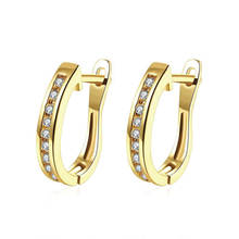 MxGxFam Yellow Gold Color U Hoop Earrings For Women 18 k Fashion jewelry AAA+ Nickel Free 2024 - buy cheap