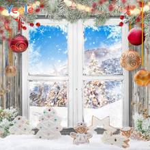 Рождественский фон окно зима снег золотой шар ребенок портрет винил фотография фон для фотостудии Фотография 2024 - купить недорого