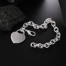 Pulsera de plata de ley 925 para mujer, cadena con colgante de corazón, para boda, fiesta, regalo clásico de vacaciones, joyería 2024 - compra barato