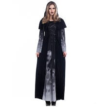 JIEZuoFang New Skeleton Halloween Clothes Printing Long Vampire Cosplay Queen Costumes Women Witch Costume Scary Halloween Dress 2024 - buy cheap