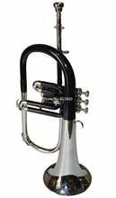 Bb Flugelhorn-campana de plata de níquel negro, instrumentos musicales con funda, boquilla, envío gratis, nueva marca 2024 - compra barato
