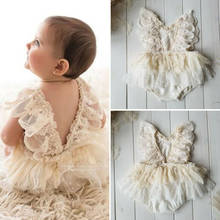 Летняя одежда для новорожденных девочек; кружевной комбинезон с цветочным принтом; комплекты с юбкой-пачкой; Милая Одежда для маленьких девочек; комбинезоны 2024 - купить недорого