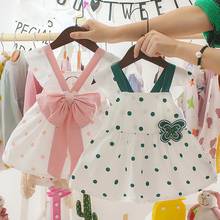 Летнее платье принцессы в горошек с бантом на бретельках для новорожденных девочек Повседневные Вечерние платья для девочек на день рождения #25 2024 - купить недорого