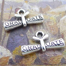 100Pcs/lot Vintage Silver GRAD UATE Charms 11*21MM Letter Charms for Jewelry Making Student Gift 2024 - buy cheap