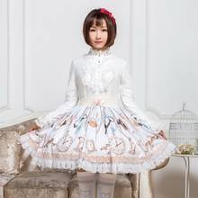 Faldas plisadas de princesa dulce lolita para mujer, faldas plisadas de princesa con estampado en japonés con mango de llave, falda de encaje de media longitud, GZWY036 2024 - compra barato