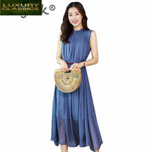 Real Summer Dress 100% Silk Dress Women Clothes 2021 Vintage Ladies Long Dresses Boho Elegant Vestidos Ropa Mujer 19228 2024 - buy cheap