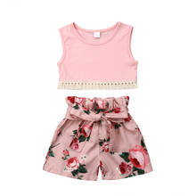 Pudcoco Toddler Kids Baby Girls Tassel Vest Tops Floral Shorts Pants Outfits 2Pcs Sunsuit Children Sets Casual Clothes 2024 - buy cheap