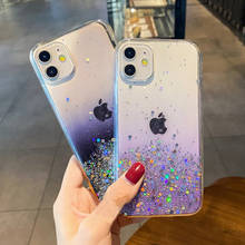 Funda de TPU suave con purpurina transparente para iPhone, carcasa con gradiente de lentejuelas arcoíris para modelos 12 Pro Mini, 11 Pro Max, XS Max, XR, X, 7, 8 Plus, SE 2020 2024 - compra barato