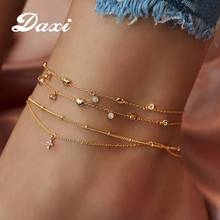 DAXI Boho Star Anklet Gold Anklets For Women Bohemian Crystal Moon Anklet Fashion Womens Jewelry Charm Ankle Chain Set 2024 - buy cheap