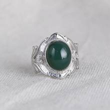 FNJ Natural Green Agate Rings 925 Silver 100% Real Original S925 Solid Prue Silver Ring for Women Jewelry 2024 - buy cheap